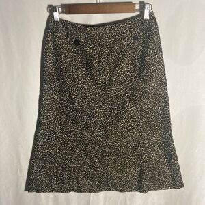 TALBOTS tan black animal print pinwale corduroy a-line skirt 4